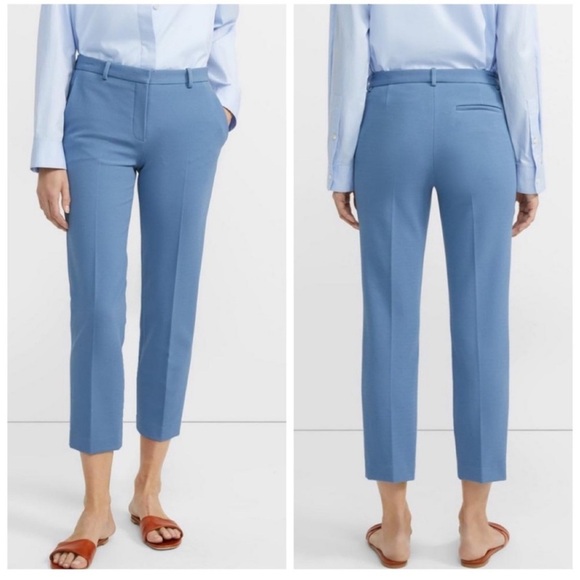 Theory Treeca Pant In Stretch Knit In Chambray - size 10. N - Picture 3 of 7